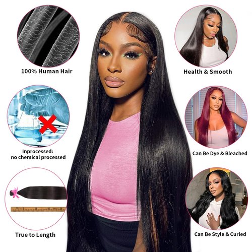 Klinner 12A Straight Bundles Human Hair 22 24 26 Inch 100% Unprocessed Brazilian Virgin Hair Bundles Straight Hair 3 Bundles Weave Bundles Human Hair Extension
