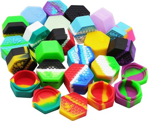 KUVIS 26ml Hexagon Wax Silicone Containers Concentrate Non-stick Jars (100)