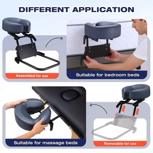 Massage Head Rest for Bed at Home, Bed Massages Head Holder Massages Attachment for Mattress, Universal Home Use Sleeping MattressTop Massage Kit, Adjustable Headrest Face Cradle Memory Foam Pillow
