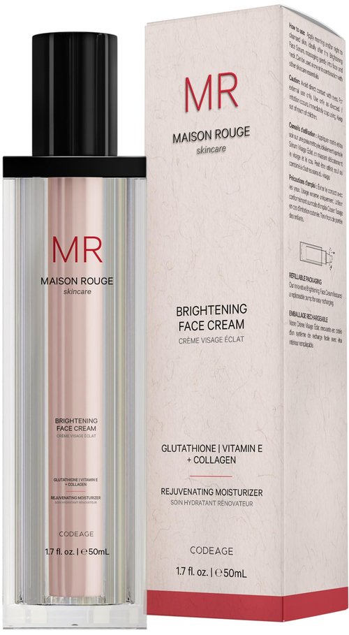 Codeage Maison Rouge Brightening Face Cream Glutathione Cream, Collagen Peptides, Vitamin E, CoQ10 – Radiance & Antioxidant Complex – Refillable – Paraben- Free – All Skin Types – 1.7 fl oz