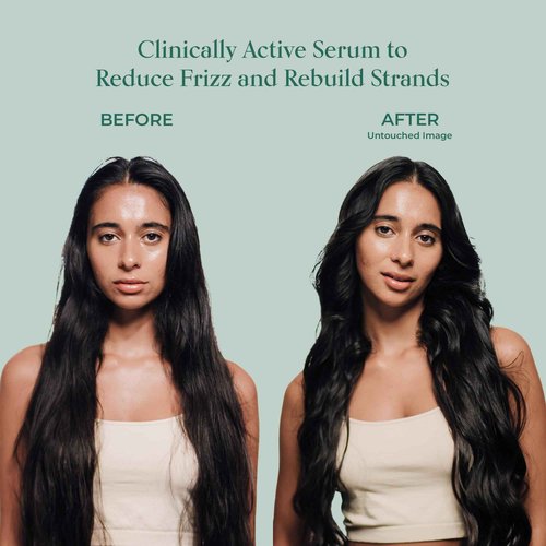 SHAZ & KIKS Moringa Anti-Breakage Peptide Serum for Dry, Frizzy Hair | Controls Frizz and Rebuilds Damaged Strands | Blend of Clinically Active Peptides and Ayurvedic Oils, 1 Fl Oz