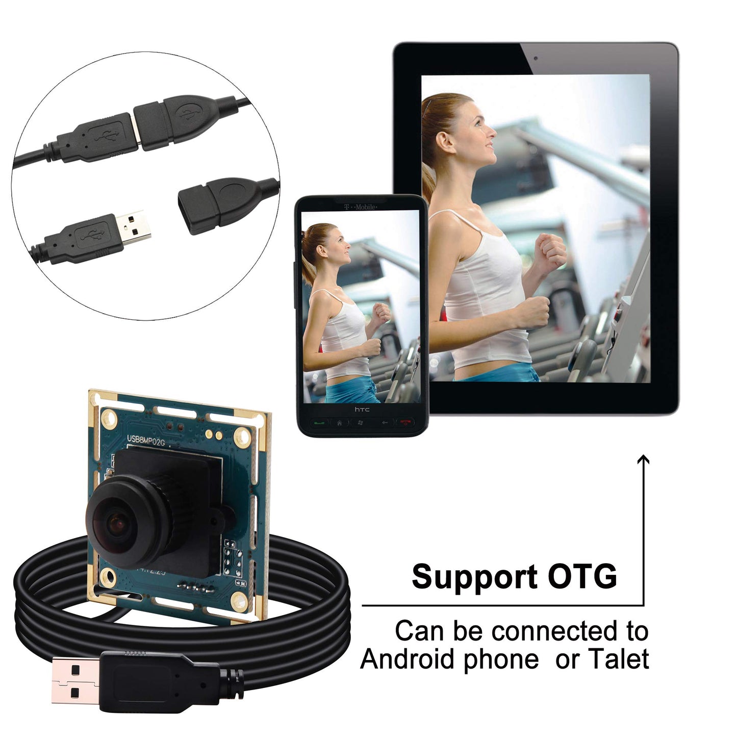 8MP USB Camera Module - Wide Angle 180-Degree Fisheye Lens Webcam Board for Computer, IMX179 4K Security CCTV Camera for Raspberry Pi Mac