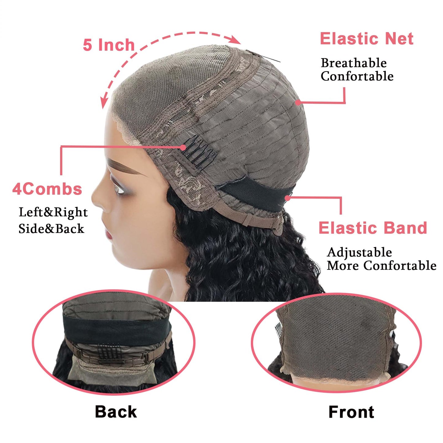 24 Inch Glueless Wigs Human Hair Pre Plucked Pre Cut 5x5 HD Lace Closure Wigs Human Hair Closure Wigs Human Hair 180% Density Deep Wave Lace Front Wigs Human Hair Natural Color