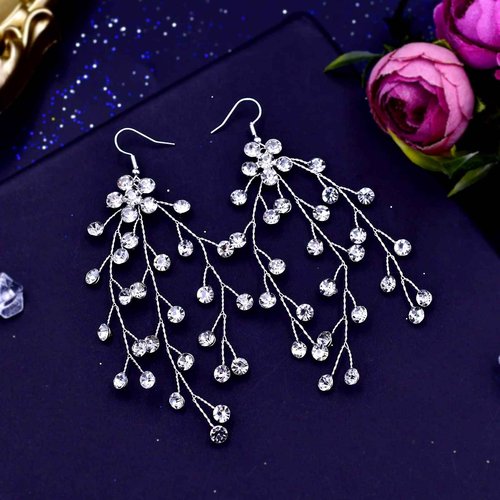 Bridal Wedding Headband Crystal Tiara Crown，Queen Tiaras and Crowns，Wedding Bride Crowns For Birthday Party Wedding Pageant Hair Accessories (Silver/Crown + necklace + Earrings)