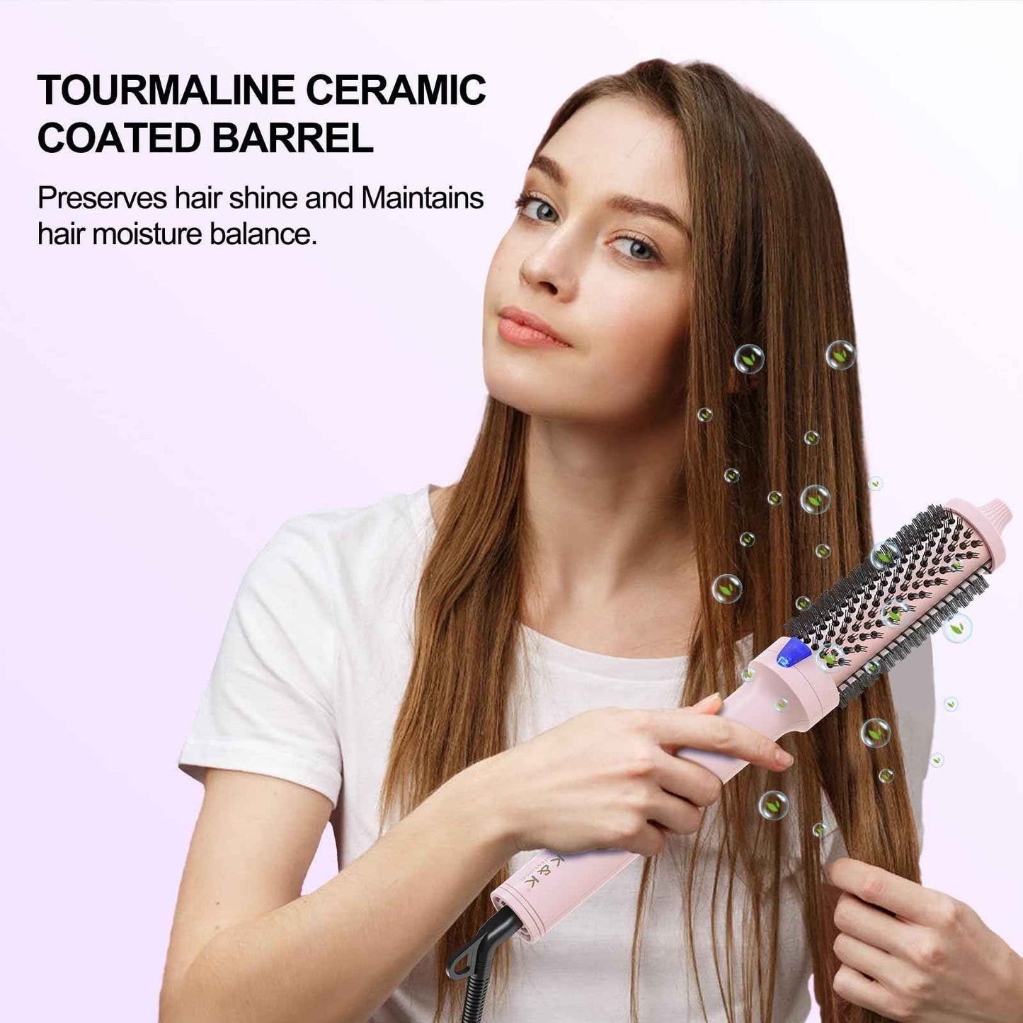 K&K 1.7 Inch Cool-AIR TECH Hair Styling Tool Bounce Brush, Heated Thermal Round Brush with Negative Ion Technology, Multiple Heat Settings for Blowout Look with Hair Care Oil, Temperture Contronal