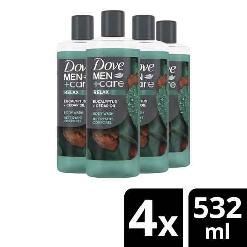 Dove Men Body Wash Sandalwood+Cardamom and Eucalyptus+Cedar Oils Cleansers 4 Count 18 oz