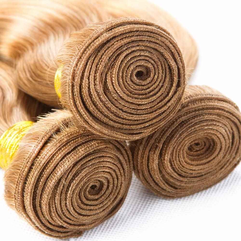 28 30 32 inch #27 Bundles Human Hair Honey Blonde Bundles Blonde Body Wave Human Hair Bundle P27/613 Bundle
