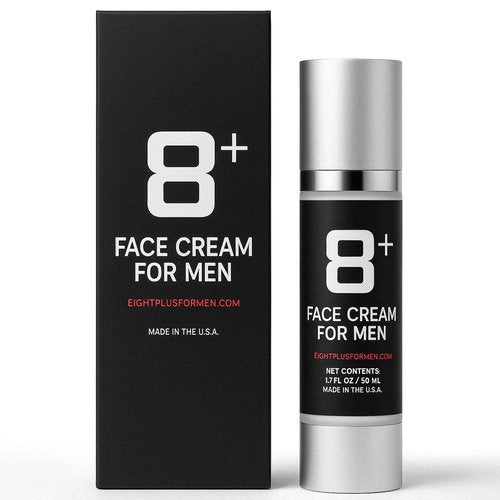 8+ Face Cream for Men | Advanced Hydrating Formula with 8 Active Ingredients | Smooths Fine Lines | Firms and Brightens Skin | Under Eye Care for Dark Circles | Fast Absorbing | Made in USA | 1.7oz