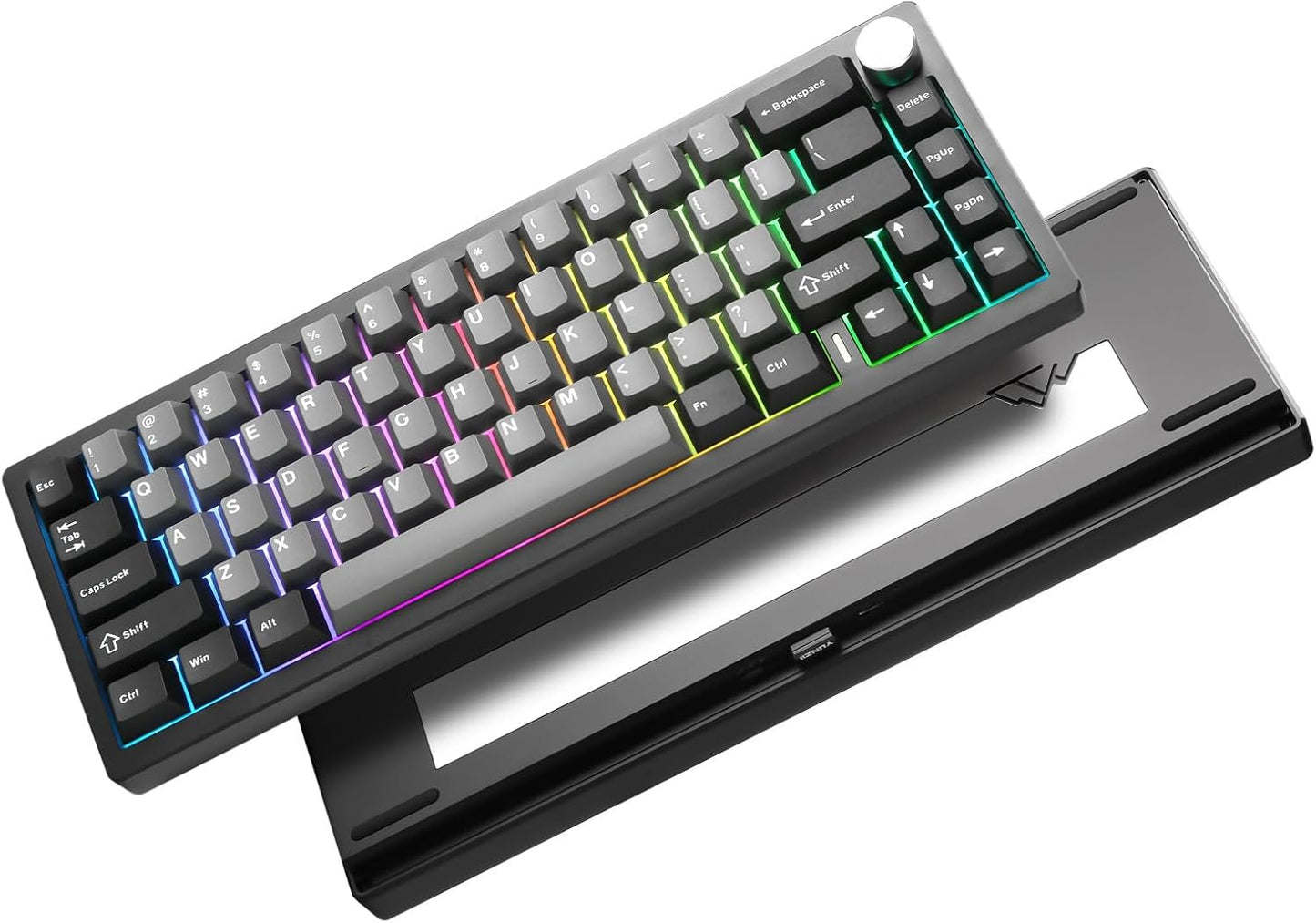 YUNZII AL68 Wireless Mechanical Keyboard,Full Aluminum CNC,60% Layout with Knob, QMK/VIA Software,Gasket Mounted,Hot Swappable,RGB Backlit,BT/2.4G/USB-C for Mac/Win (Silver, Milk V2)