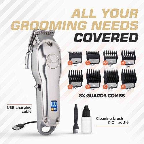 Fagaci Professional Hair Clippers and Trimmer Set - Cordless, 440C Blades