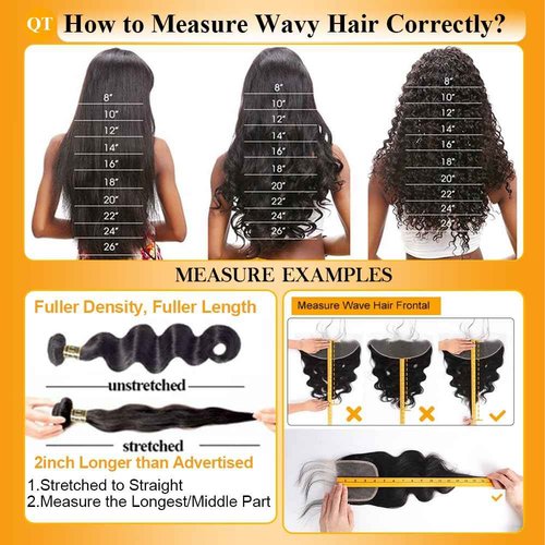 QTHAIR 16A Grade Brazilian Virgin Body Wave Hair (12 14 16,300g/10.5OZ,Natural Black)100% Unprocessed Brazilian Body Wave Virgin Human Hair Extensions Body Wavy Brazilian Human Hair for All Women