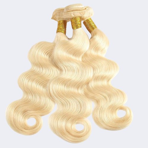 613 Bundles Human Hair 16 16 16 Inch Blonde Body Wave Bundles 100% Unprocessed 16A Brazilian Virgin Hair 3 Bundles Human Hair Body Wave Hair Extensions for Women can be Dyed Bleached