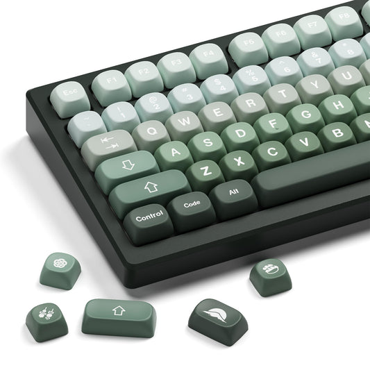 XVX Matcha Wagashi PBT Keycaps - Custom Keyboard Keycaps 60 75 100%, 5 Side Dye Sublimation, 132 Keys Set for Cherry Gateron MX Switches, Gradient Green