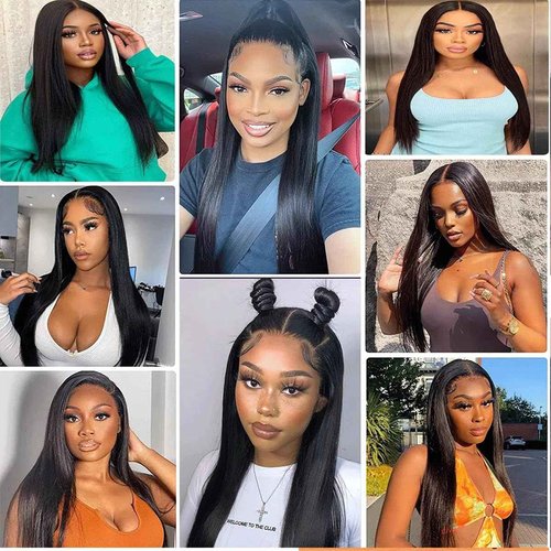 Xojao Straight Lace Front Wigs Human Hair Pre Plucked 13x4 HD Lace Frontal Wigs for Women Brazilian Virgin Human Hair Wig With Baby Hair Glueless Natural Color 180 Density 26 Inch