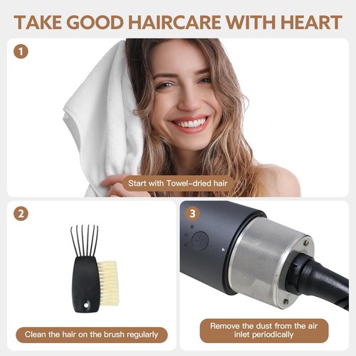 2-in-1 Blow Dryer Brush, Ionic & Ceramic Thermal Brush with Adjustable Heat & Cool Shot, 110000 RPM Motor High-Speed Motor for Frizz-Free, Smooth & Voluminous Hair, Grey Volumize in Minutes