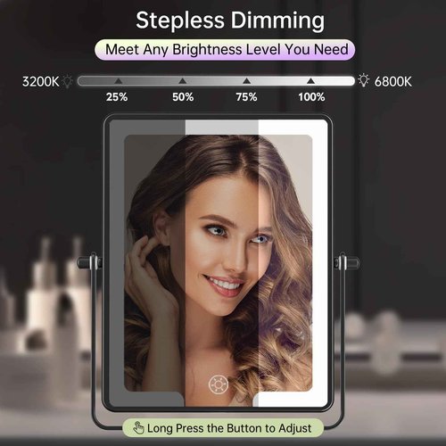 FASCINATE Rechargeable Wall Mounted Makeup Mirror with Lights, 8.7 Inch Double Sided Touch Switch 1X 30X Magnifying Bathroom Mirror, 3 Color Lights Touch Dimmable Extended Arm 360°Rotation (Black)