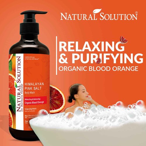 Natural Solution Body Wash 17 fl oz/Each, Revitalizes & Refreshing Your Skin, Formulated with Organic Blood Orange Extracts with Himalayan Pink Salt – Pack of 6