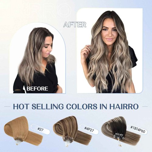 Hairro Microlink Hair Extensions Human Hair Micro Loop Bead In Hair Micro Ring I Tip Pre Bonded Cold Fusion Keratin Glue Stick Remy Itip Hair For Women 20 Inch 50g 50 Strands #02 Dark Brown