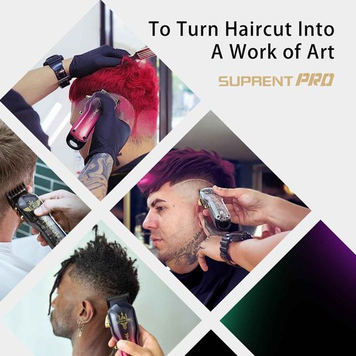 SUPRENT PRO Professional Hair Clippers for Men- Premium Barber Clippers DLC-Coated Blade & Brushless Motor- Rechargeable Haircutting Kit with DIY Customizable Casing- Gift for Men(Red)