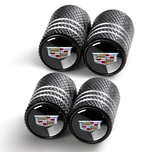 Tire Valve Stem Caps for Cadillac Escalade CT4 CT5 CT6 ATS CTS SRX XT5 Metal Car Wheel Air caps Auto Valve Stem Caps Accessories 4 Pcs Black