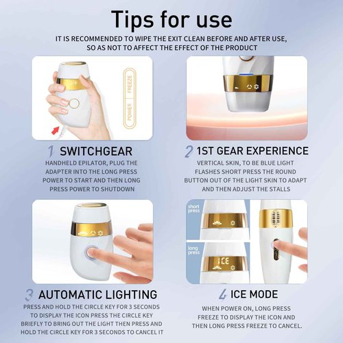 Lrusors IPL Home Use Hair Removal Device，999,999 Flashes,Permanent Hair Removal for Men and Women, Painless Care Function, Long Lasting Hair Removal, Safe for Whole Body Use