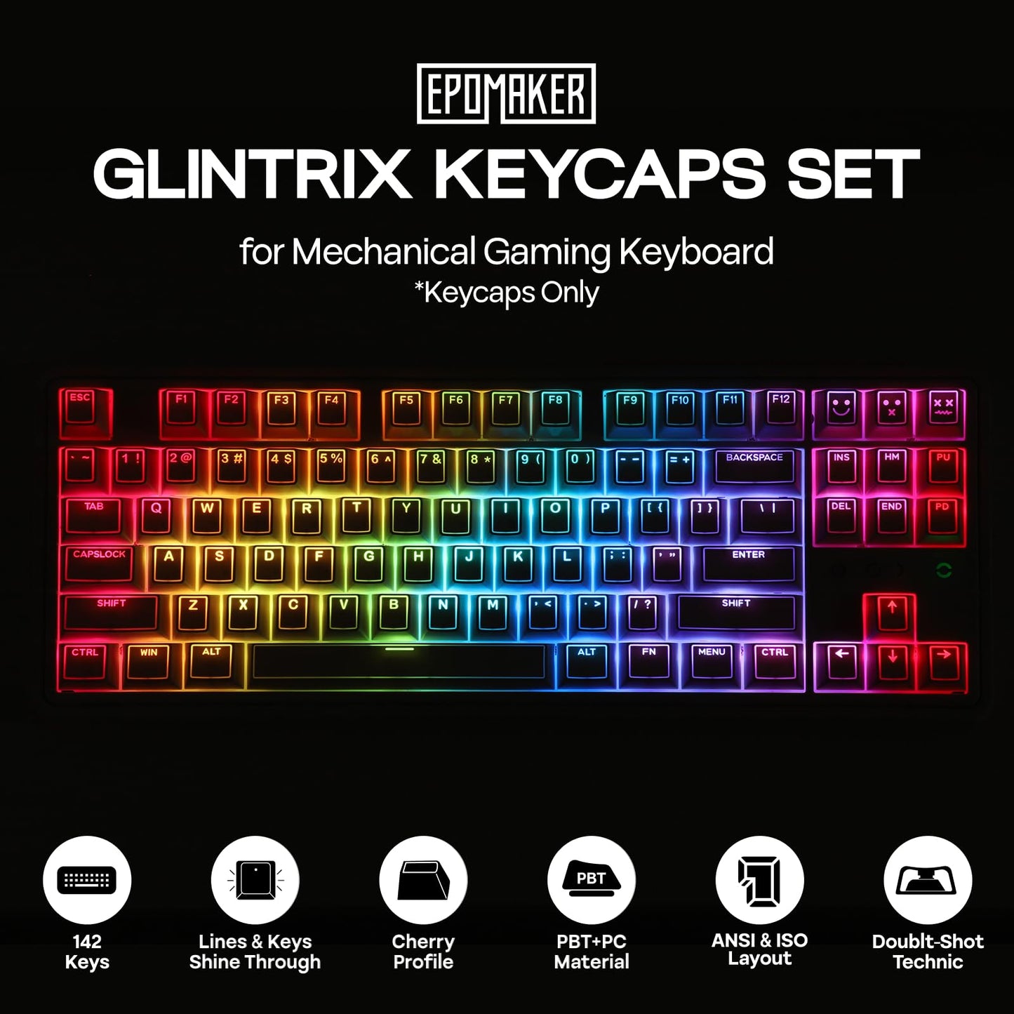EPOMAKER TH108 Full Size Mechanical Keyboard+Glintrix PBT Shine Through Keycaps
