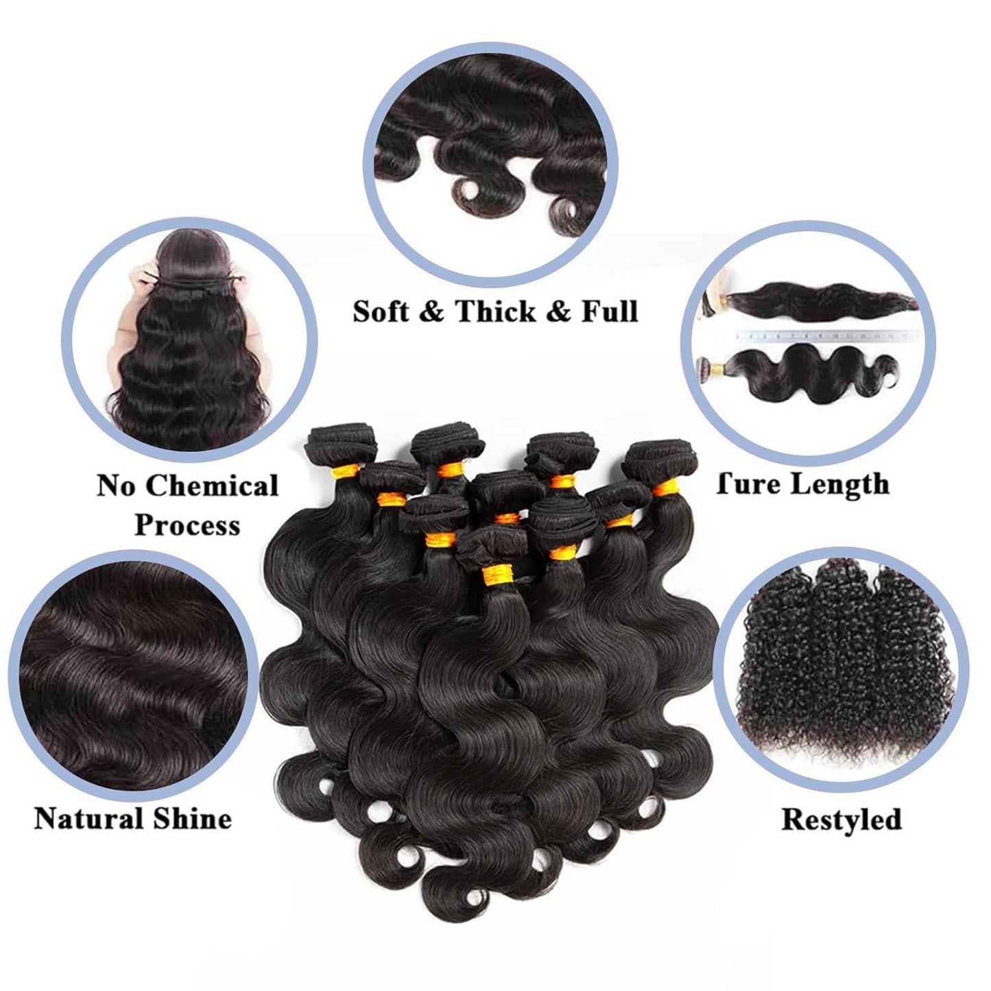 12A Human Hair Bundles Body Wave Bundles Human Hair 20 22 24 Inch 100% Unprocessed Brazilian Virgin Hair Body Wave 3 Bundles Deals Real Human Hair Extensions For Black Women Natural Black