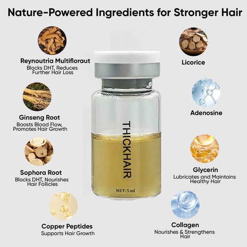 Thicair Hair Regrowth System - Volumizing Treatment with Copper Peptides & Collagen | Knotweed + Ginseng Root Extract | Supports Fuller, Healthier Looking Hair for Men & Women