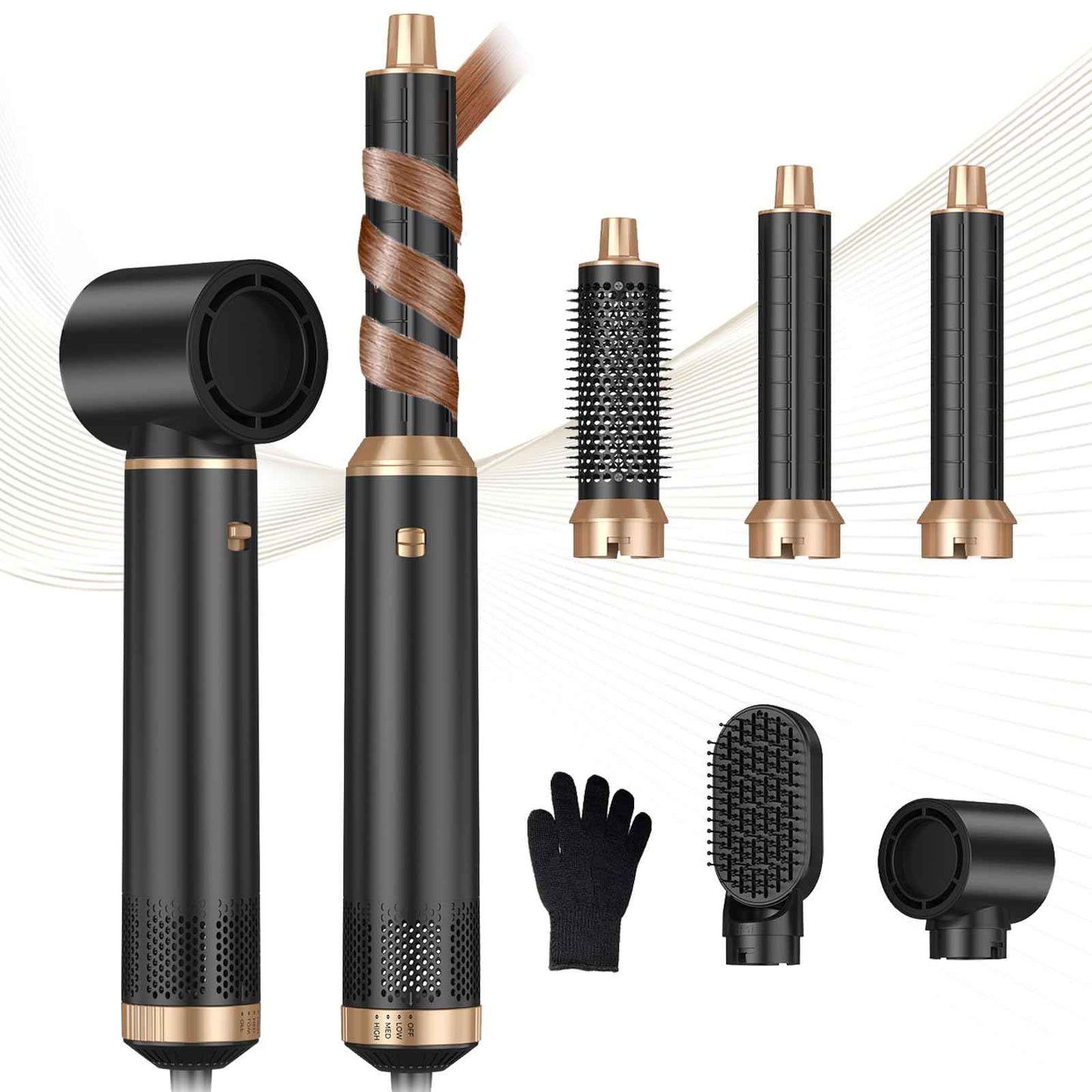 Hair Dryer Brush 5 in 1, Negative Ion Blow Dryer Brush Set Upgrade Hot Air Brush As A Gift for Straight/Curl/Drying/Smoothing Air Styler Curling Wrap Air Curler, Curling Iron Hair Styling Tools