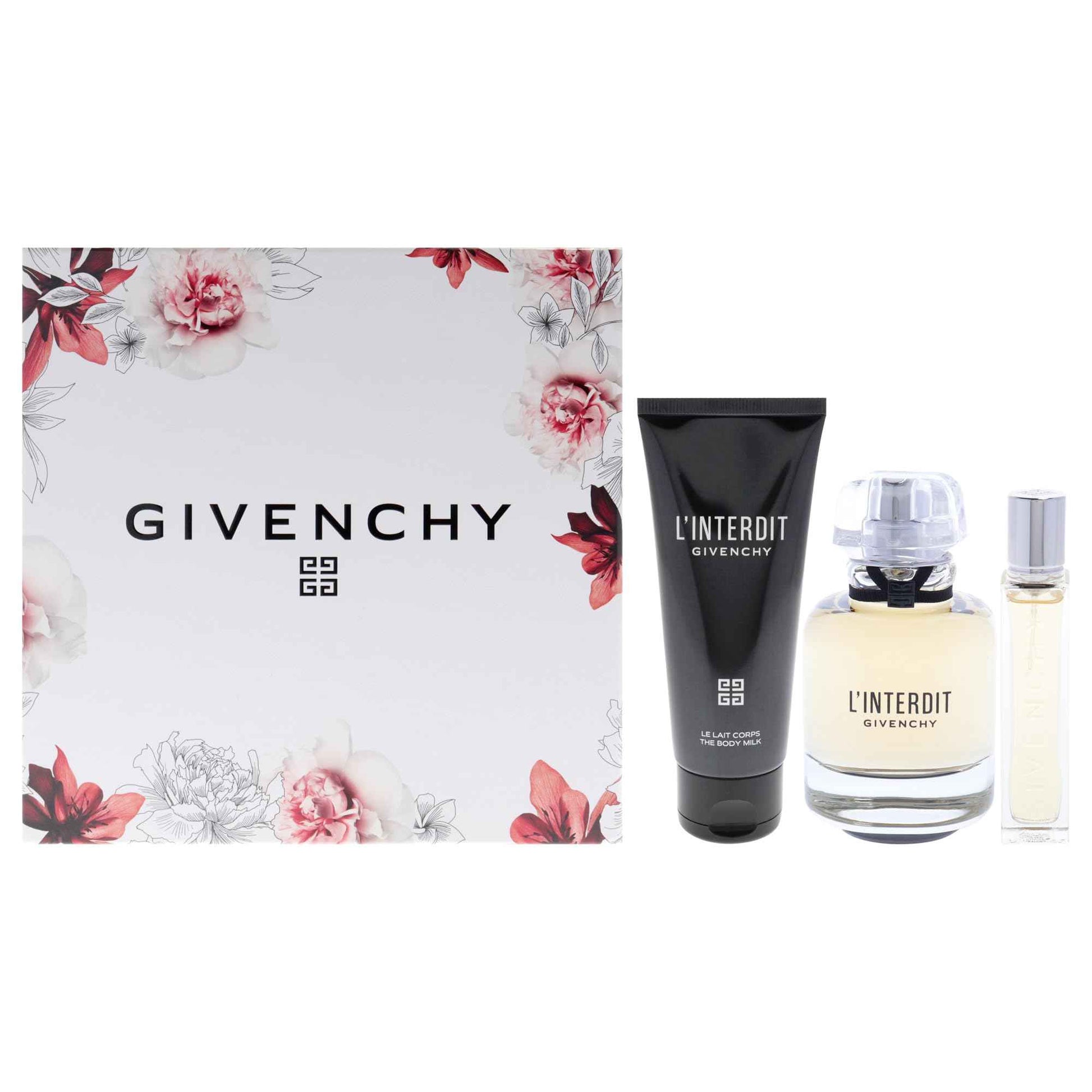 Givenchy LInterdit for Women - 3 Pc Gift Set 2.7oz EDP Spray, 0.42oz EDP Spray, 2.5oz Body Milk