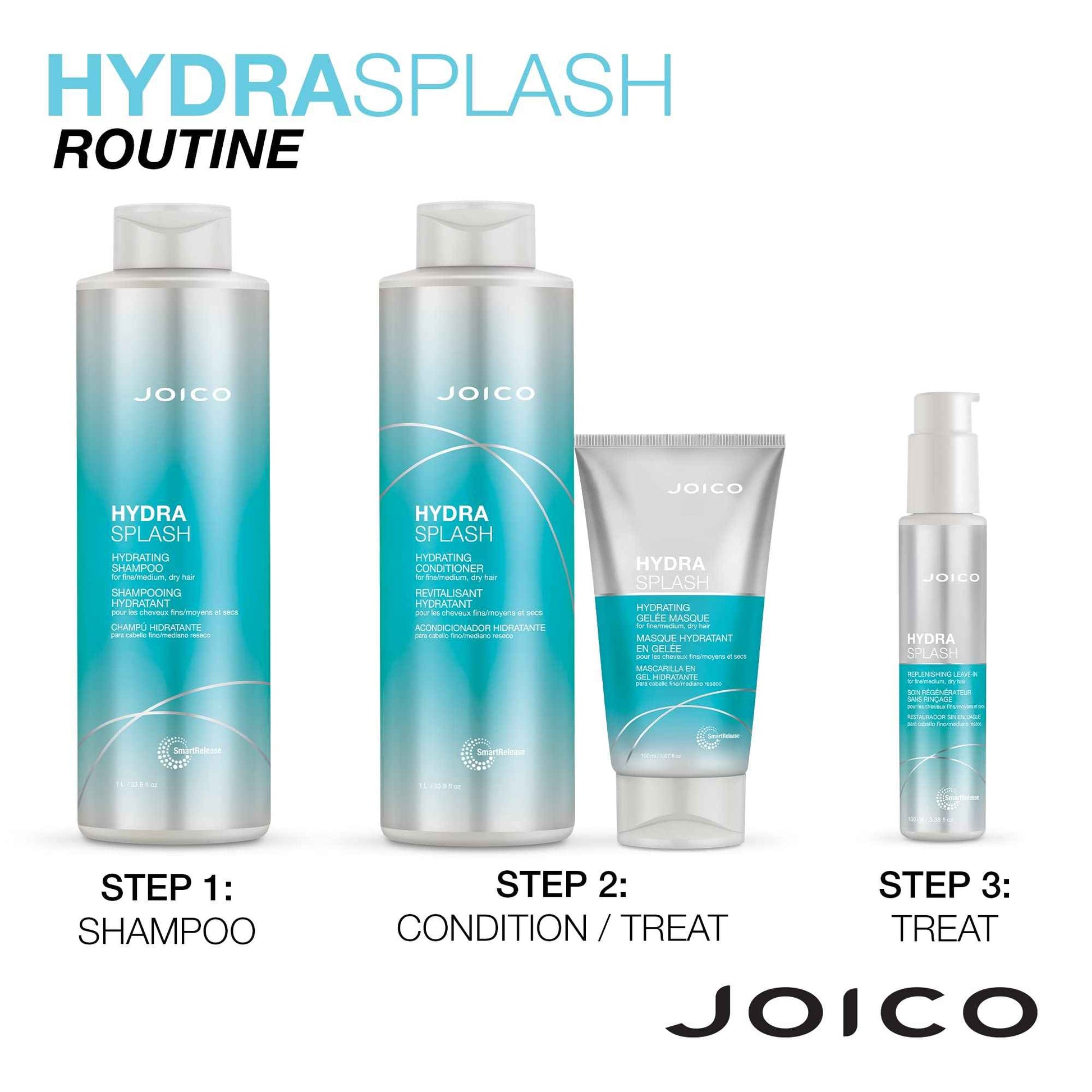 Joico HydraSplash Hydrating Shampoo and Conditioner| For Fine, Medium, Dry Hair | Replenish Moisture | Add Hydration & Softness | With Sea Kelp & Coconut Water | 33.8.1 Fl Oz