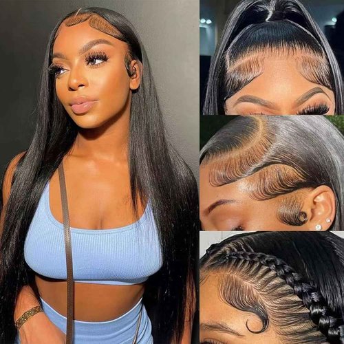 REMEEUBEAUTY 13x6 Straight Lace Front Wigs Human Hair 180% Density Pre Plucked with Baby Hair Hd Transparent Lace Front Wigs Human Hair Glueless Wigs 20Inch