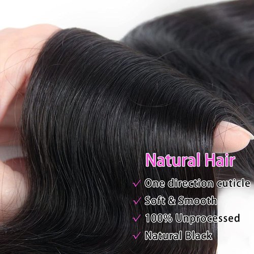Body Wave Bundles Human Hair (20 22 24Inch) 10A Brazilian Human Hair Bundles Body Wave 3 Bundles 100% Unprocessed Brazilian Virgin Hair Body Wave 3 Bundles Human Hair Extensions Natural Black Color