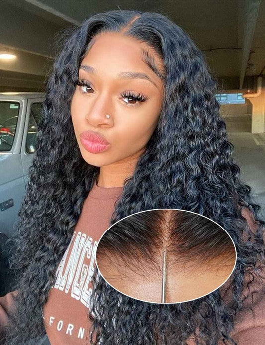 22 Inch Wear and Go Glueless Wigs Human Hair Bye Bye Knots Deep Wave HD 7X5 No Glue Lace Wig, Glueless Wig Pre Plucked, 15s Wear Complete Wear and Go Wig Pre Cut Lace Wig Natural black 200% Density