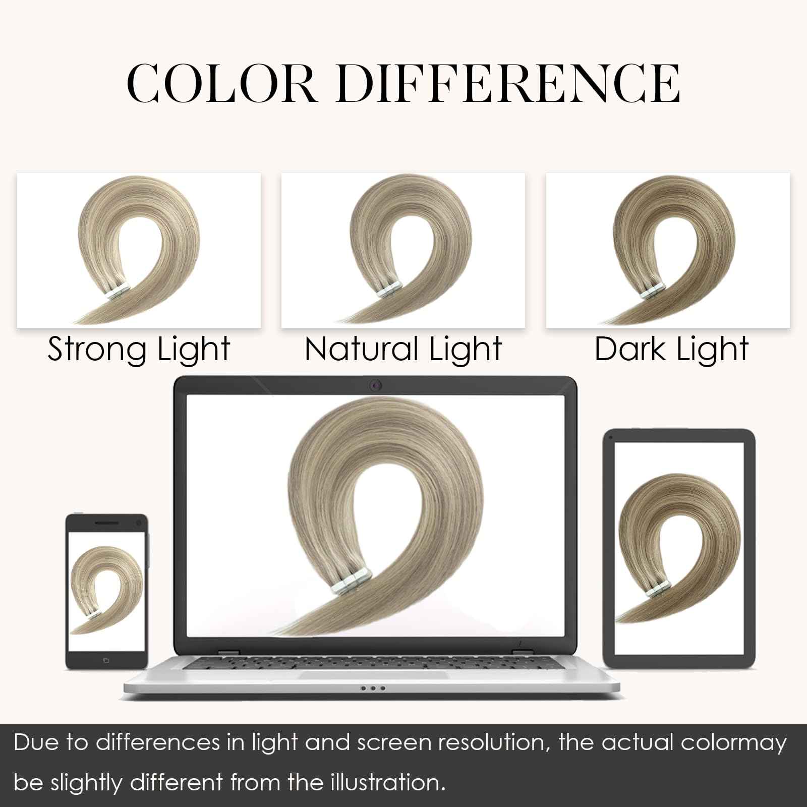 Hyssiet Tape in Hair Extensions Human Hair, 20pcs 50g 14 Inch Ash Blonde Highlighted Bleach Blonde Human Hair Tape in Extensions, Invisible Silky Straight Tape in Hair,Natural Thick Real Human Hair