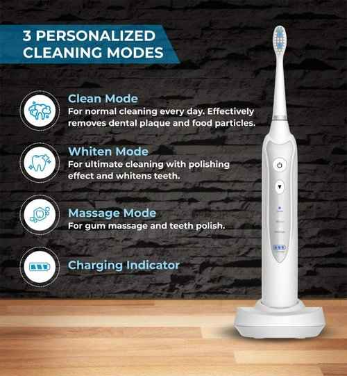 Cordless Water Flosser for Best Cleaning of Teeth Gums Professional Dental Oral Irrigator,Sonic Toothbrush, Electronic Toothbrush with 3 Brushing Modes and Built-in Timer, IPX7 Waterproof, White