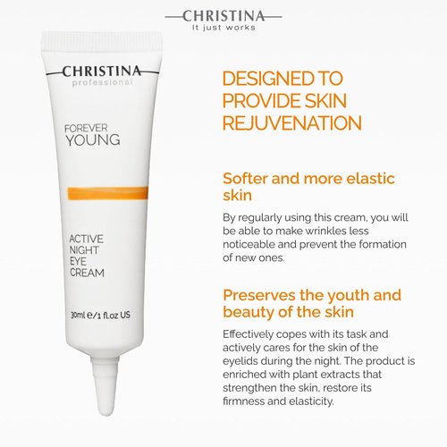 -CHRISTINA- Forever Young Active Eye Night Cream with Retinol | Avocado Oil Eye Cream | Rejuvenates, Moisturizes, and Nourishes the Skin 30ml
