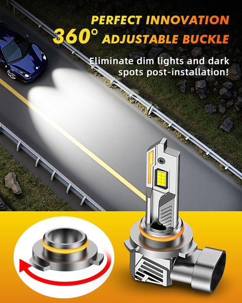 Termitor 9012/HIR2 Light Bulbs, 𝟔𝟎,𝟎𝟎𝟎𝐋𝐌 𝟏𝟎𝐗 Ultra-Bright 6500K, 𝟑𝟔𝟎° Adjustable Quick Install, 𝐑𝐞𝐚𝐥 𝟏:𝟏 Size Direct Replacement 9012 Fog Light Bulb, IP68, Plug N Play, Pack of 2