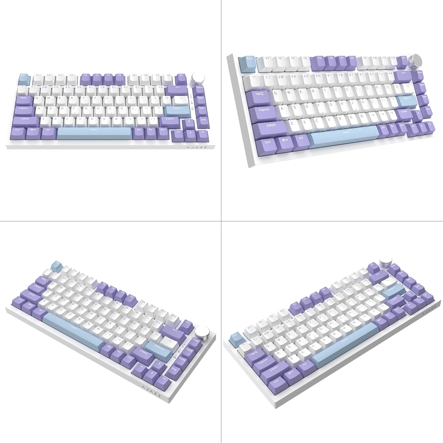 AJAZZ AK820 Pro 75% Gasket RGB Wireless Mechanical Keyboard with TFT Screen, Volume knob, Bluetooth/2.4G/Wired 3-Modes, Compact 82 Hot-Swap Keys, Tricolor PBT Keycap, 4000 mAh (Gray&Yellow 3-Modes)