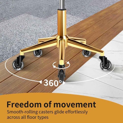 Gold Heavy Duty Rolling Stool - Weight Capacity 400lbs, Designed Metal Outer Ring Protect Leather, Padded Comfort Cushion, 360° Adjustable Stools, Rolling Stools with Wheels for Salon, Massage, Tattoo