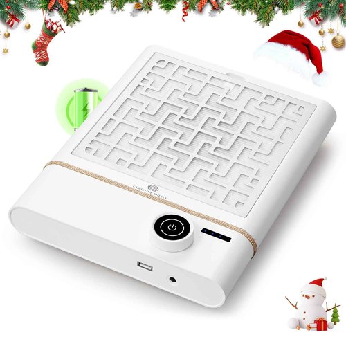 CHRISTINE SHELLY Nail Dust Collector, Bling Diamond Cordless Rechargeable 5000RPM Vacuum Nail Tech Fan Extractor, 12000mAh Professional Nail Duster Suction, Low Noise, Salon&Home