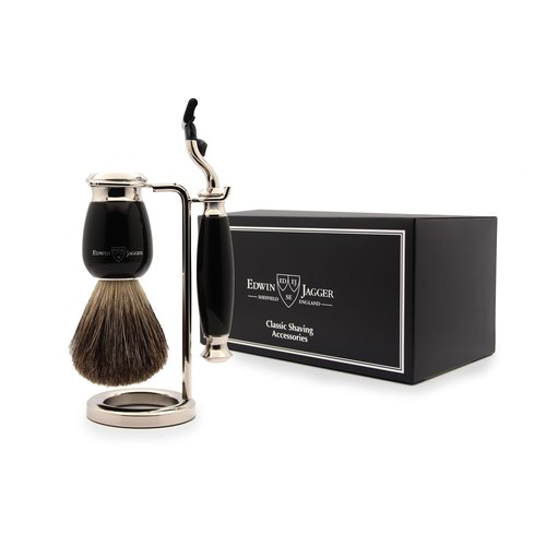Edwin Jagger Simulated Ebony and Nickel Shaving Set, Black