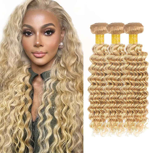 30 32 34 inch 613 Deep Wave Bundles Blonde Human Hair Bundles P27/613 Human Hair Bundle 613 and 27 Deep Wave Bundle