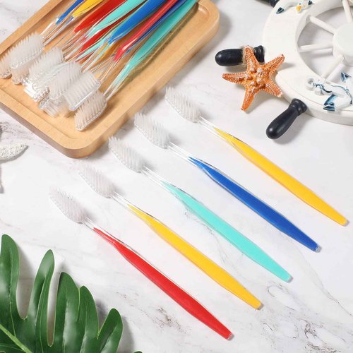 Honeydak 600 Pcs Individually Wrapped Toothbrush Set Medium Soft Bristle Toothbrushes Bulk Packed Disposable Tooth Brush Travel Manual Toothbrush for Hotels Travel Adults Guest, 6 Colors