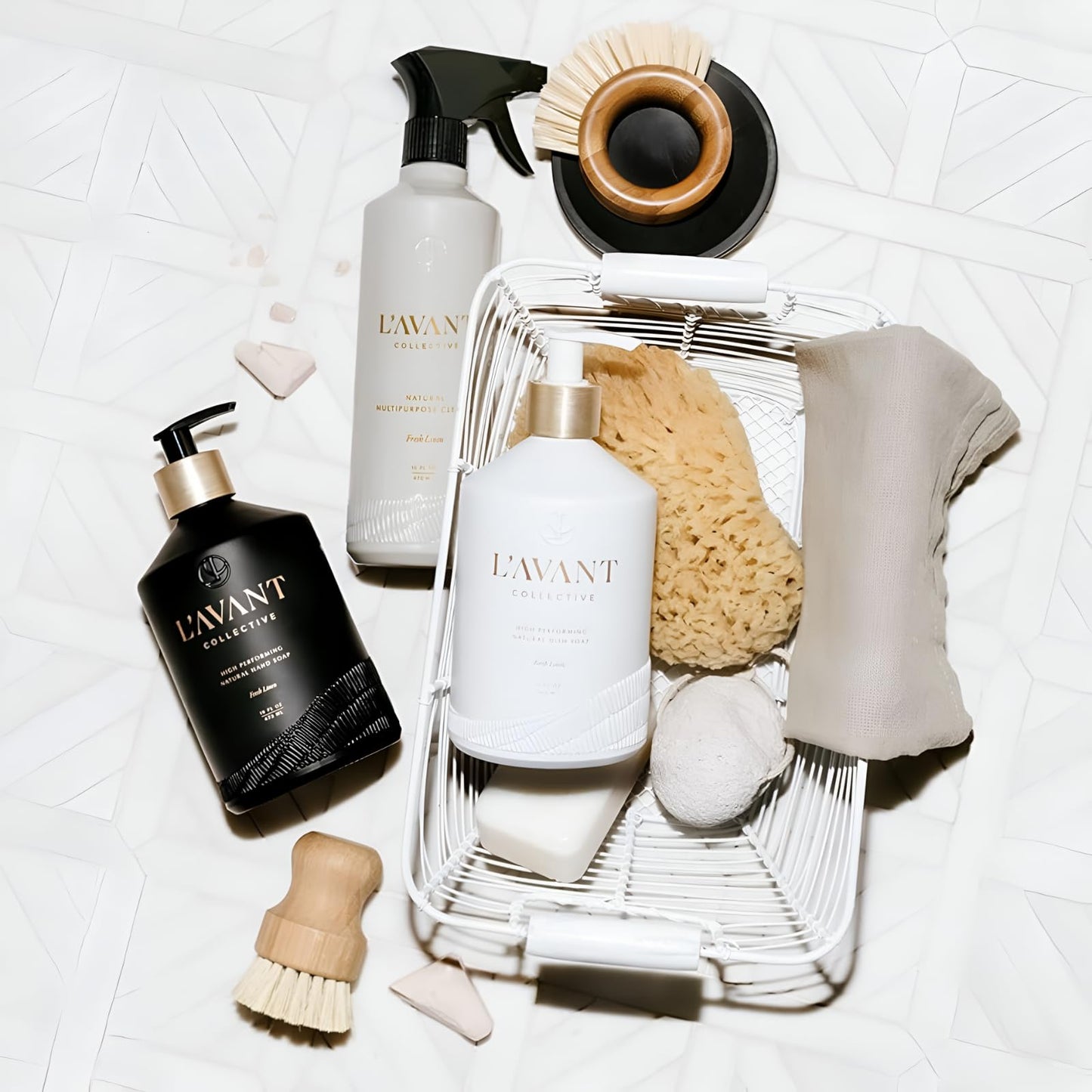L'AVANT Collective Hand Lotion & Hand Soap Bundle Fresh Linen | High Performing Formula Luxurious Ingredients for Soft & Smooth Hands | 2 Glass Bottles Kitchen Accessories Home Decor Hostess Gifts