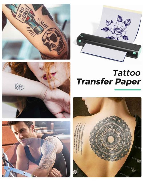 Phomemo Tattoo Stencil Printer, M08F Wireless Thermal Tattoo Printer with 10pcs Transfer Paper, Compatible with Phone/Tablet/PC, Tattoo Supplies for Tattoo Artists, AI Image Generation, Black & Green