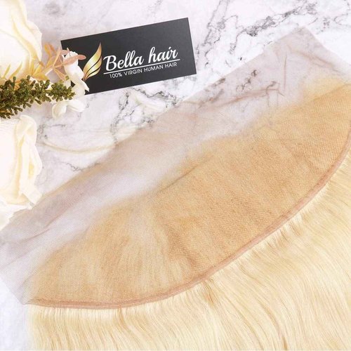 Bella Hair Ear to Ear 13x4#613 Blonde Lace Frontal Closure | One Donor Virgin Human Hair Straight | Bleached Knots with Baby Hair (16inch)
