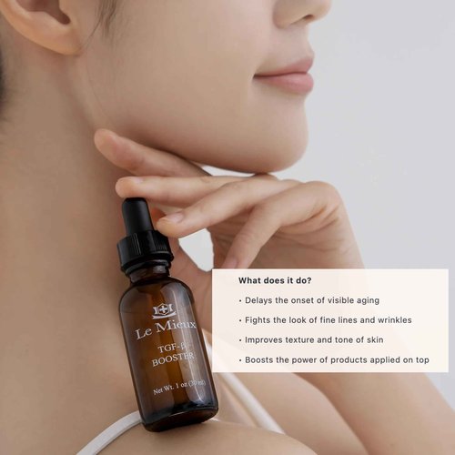 Le Mieux TGF-B Booster - Anti Aging Triple Growth Factor Facial Serum with Hyaluronic Acid & Peptides, Hydrating Face Serum with No Parabens (1 oz / 30 ml)