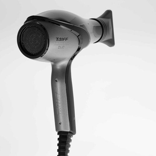 Taiff Unique Duo Hair Dryer | Professional Ionic Ceramic Hair Dryer | Dual Voltage Titanium Tourmaline Blow Dryer | 1875W Salon Quality Dryer for Travel & Home | Grey