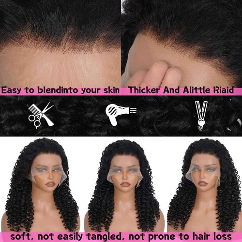 Umikisy 24 Inch Deep Wave Lace Front Wigs Human Hair 13x6 HD Lace Front Wigs Pre Plucked 200% Density Glueless Wigs with Baby Hair Deep Curly Wig for Women